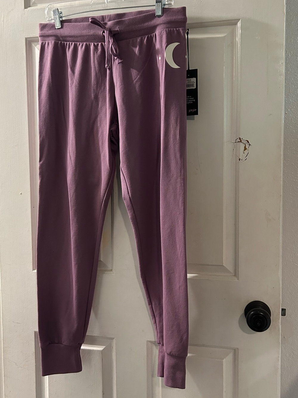 Wildfox Mauve Jogger Sweatpants with Moon Graphic